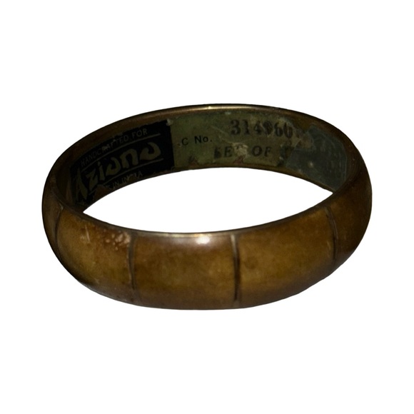 Vintage handmade for  Aziono Wide Bangle Bracelet Brass & Horn serial no - Picture 9 of 16